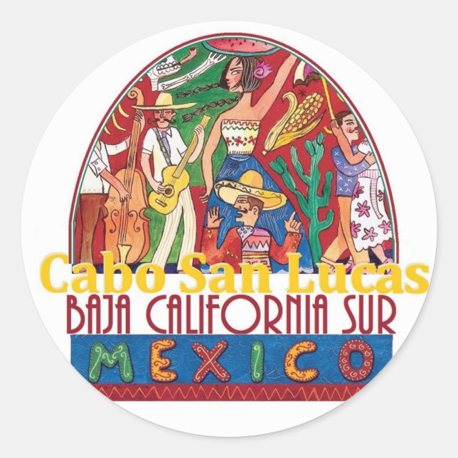 CABO SAN LUCAS CLASSIC ROUND STICKER (Front)