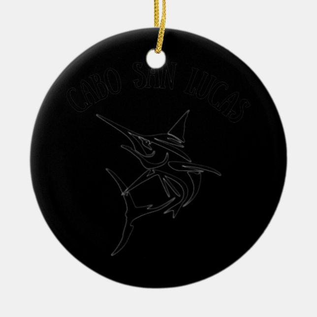 Cabo San Lucas Deep Sea Fishing Jumping Marlin Ceramic Ornament (Front)