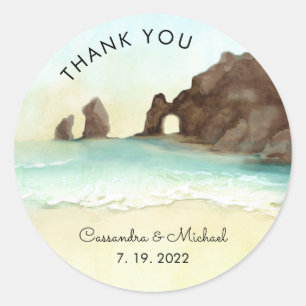 Cabo San Lucas El Arco Thank You Card Classic Round Sticker
