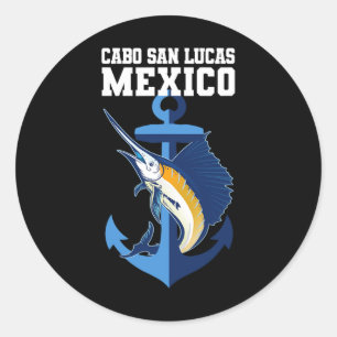 Cabo San Lucas Marlin Fishing Adventure Anchor  Classic Round Sticker