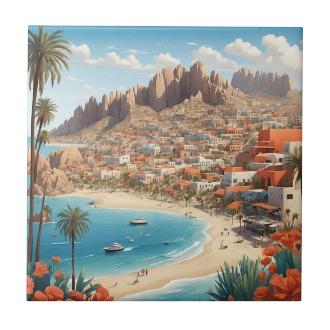 Cabo San Lucas Mexico Beach Ocean Trip Tile (Front)