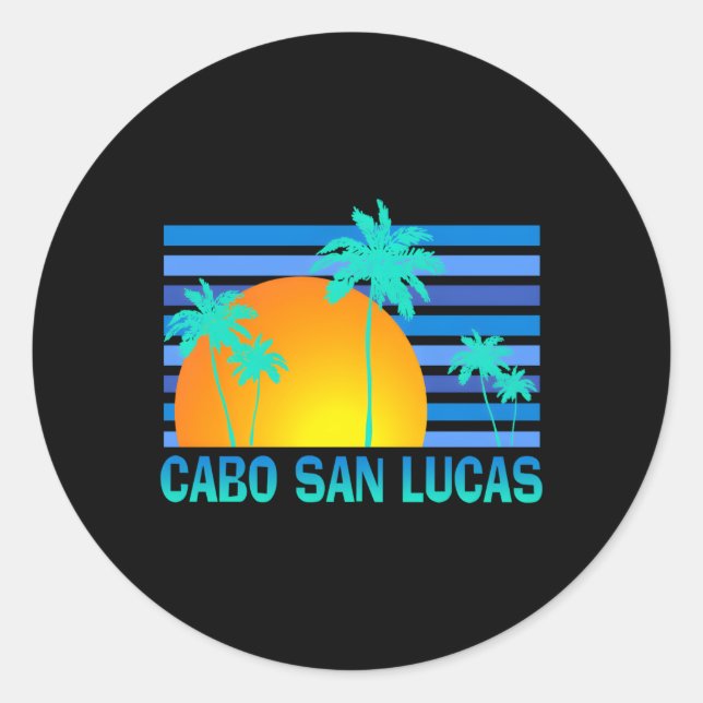Cabo San Lucas Mexico Palm Tree Vacation Classic Round Sticker (Front)