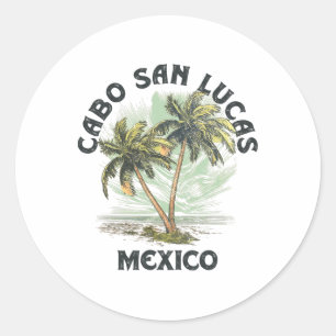 Cabo San Lucas Mexico Palms Vintage Beach Classic Round Sticker
