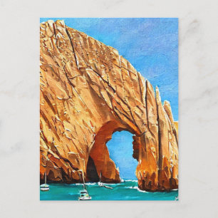 Cabo San Lucas Mexico Retro Painting Postcard