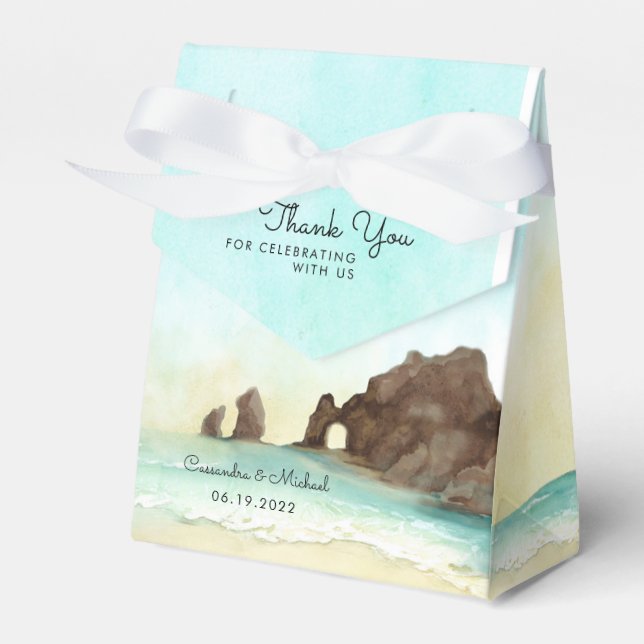Cabo San Lucas Mexico Watercolor Favor Box (Front Side)