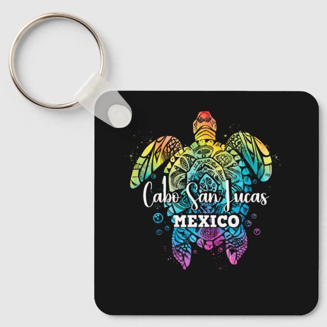Cabo San Lucas Tie Dye Sea Turtle Matching Family  Keychain (Front)