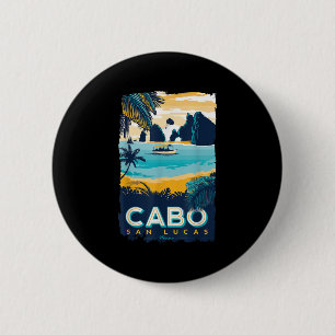 Cabo San Lucas Tropical Beach Mexico Travel Vintag 2 Inch Round Button