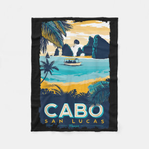Cabo San Lucas Tropical Beach Mexico Travel Vintag Fleece Blanket