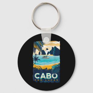 Cabo San Lucas Tropical Beach Mexico Travel Vintag Keychain