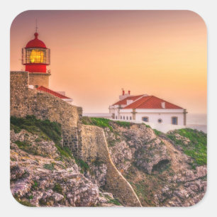 Cabo Sao Vicente At The Sunset Algarve, Portugal Square Sticker