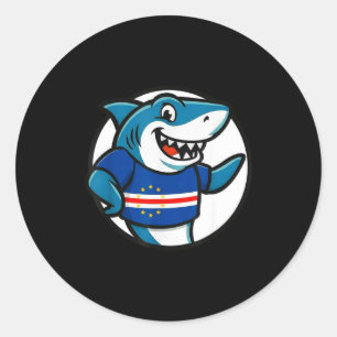 Cabo Verde Flag Shark Funny Cabo Verdean Classic Round Sticker