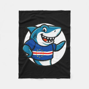 Cabo Verde Flag Shark Funny Cabo Verdean  Fleece Blanket