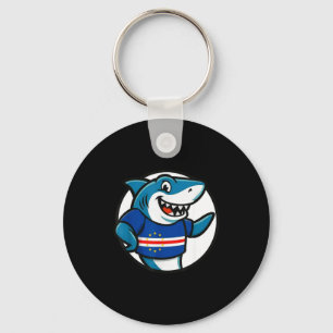 Cabo Verde Flag Shark Funny Cabo Verdean  Keychain