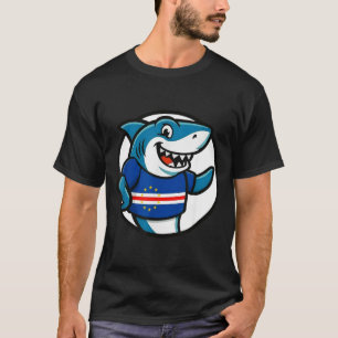 Cabo Verde Flag Shark Funny Cabo Verdean  T-Shirt