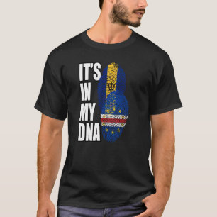 Cabo Verdean And Barbadian Mix DNA Flag Heritage T-Shirt