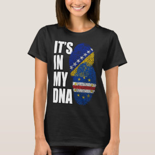 Cabo Verdean And Bosnian Mix DNA Flag Heritage T-Shirt
