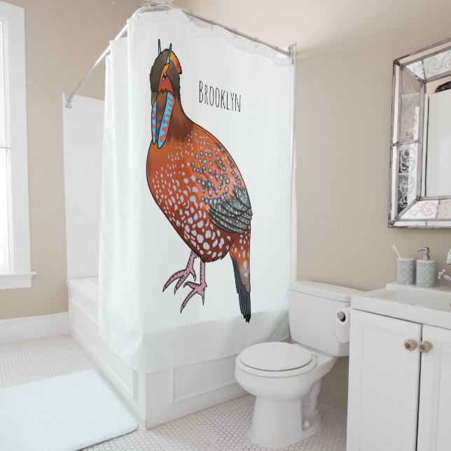 Cabot's tragopan bird cartoon illustration  (In Situ)