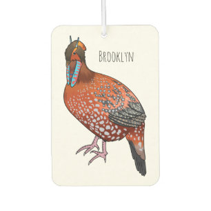 Cabot's tragopan bird cartoon illustration  air freshener