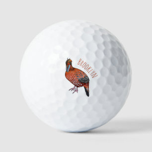 Cabot's tragopan bird cartoon illustration golf balls
