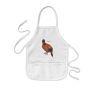 Cabot's tragopan bird cartoon illustration kids apron