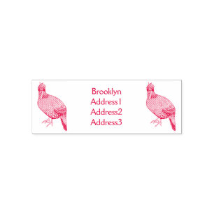 Cabot's tragopan bird cartoon illustration  self-inking stamp