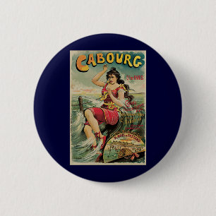 Cabourg, France Beach Resort, Vintage Travel Art 2 Inch Round Button