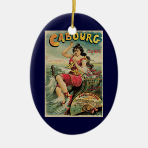 Cabourg, France Beach Resort, Vintage Travel Art Ceramic Ornament