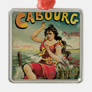 Cabourg, France Beach Resort, Vintage Travel Art Metal Ornament
