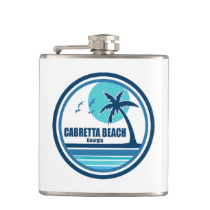 Cabretta Beach Georgia Palm Tree Birds Hip Flask