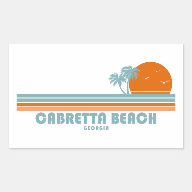 Cabretta Beach Sapelo Island Georgia Sun Palm Tree Sticker (Front)