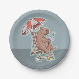 CABYBARA  ON A DECK CHAIR PAPER PLATE