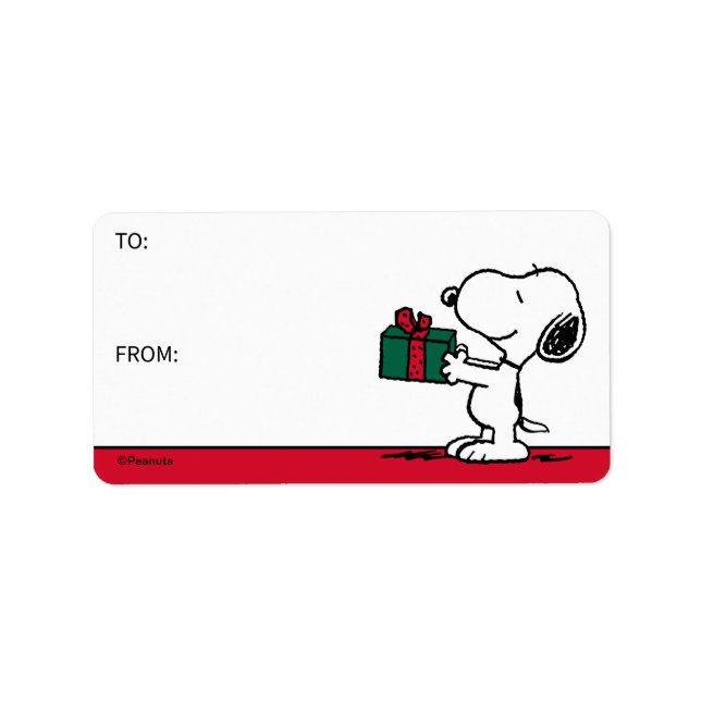 cacahuètes | Snoopy Christmas Gift Giver étiquette (Devant)