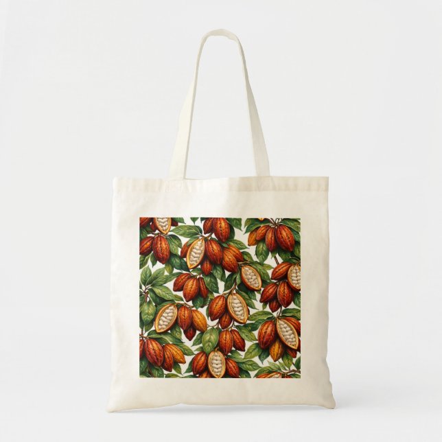 Cacao Pods Tropical Botanical Pattern Tote Bag (Front)