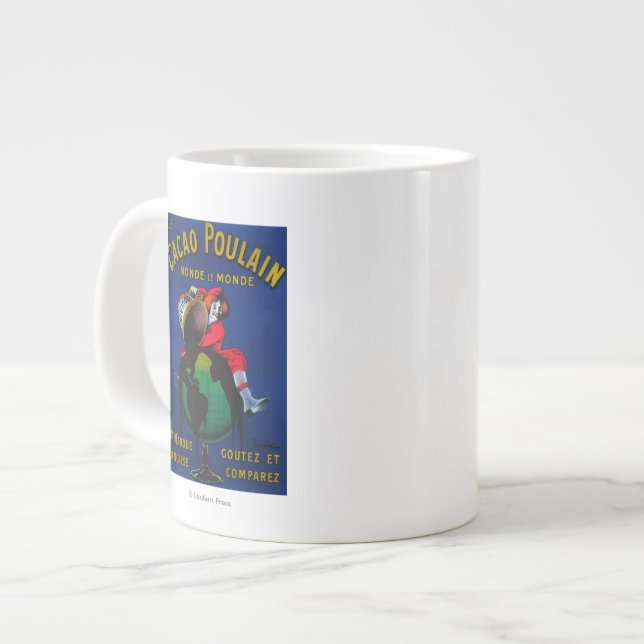 Cacao Poulain Vintage PosterEurope Large Coffee Mug (Front Left)