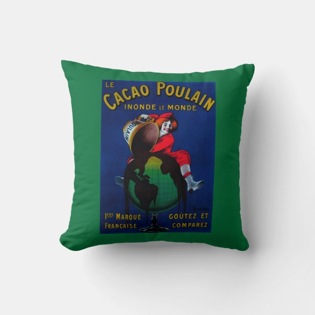 Cacao Poulain Vintage PosterEurope Throw Pillow (Front)