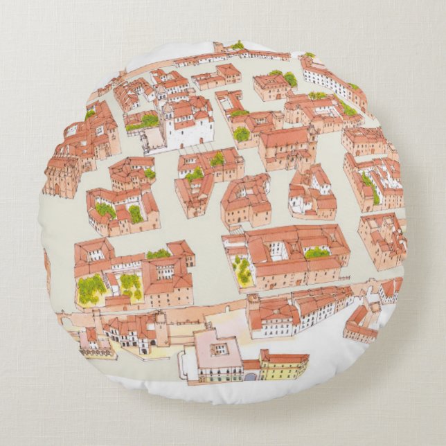 Caceres Spain. Medieval city Round Pillow (Front)