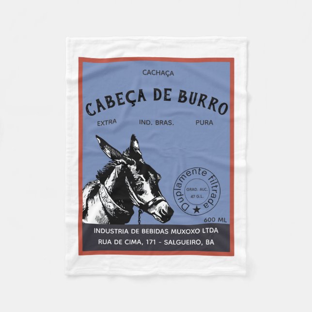 Cachaça Donkey Head label Fleece Blanket (Front)