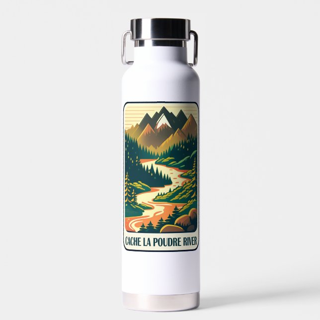 Cache la Poudre River Colorado Colours Water Bottle (Front)