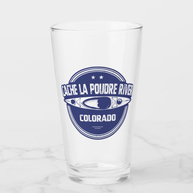 Cache la Poudre River Colorado Kayaking Glass (Front)