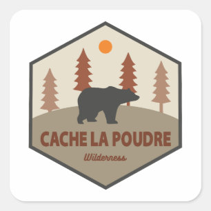 Cache La Poudre Wilderness Colorado Bear Square Sticker