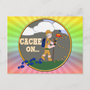 CACHE ON! GEOCACHING GRANNY GREY HAIR POSTCARD
