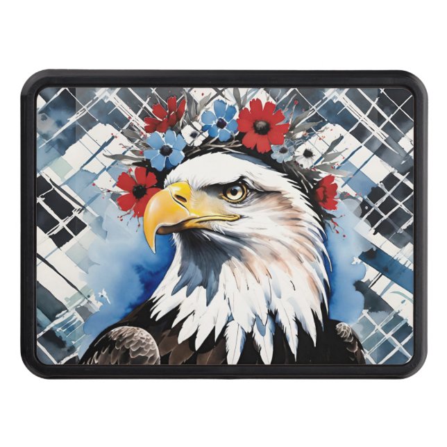 Cache Pour Crochet De Remorquage Aigle à tête blanche rouge et à couronne bleue (Devant)