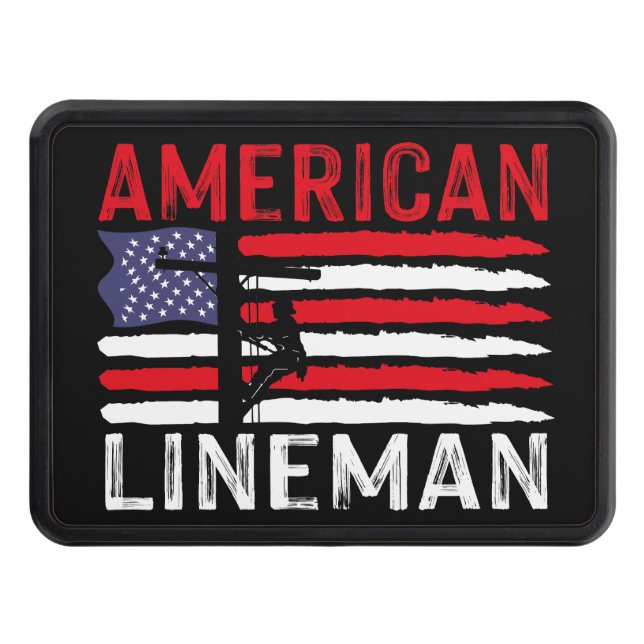 Cache Pour Crochet De Remorquage American Lineman Electric Cable Patriotic USA Flag (Devant)