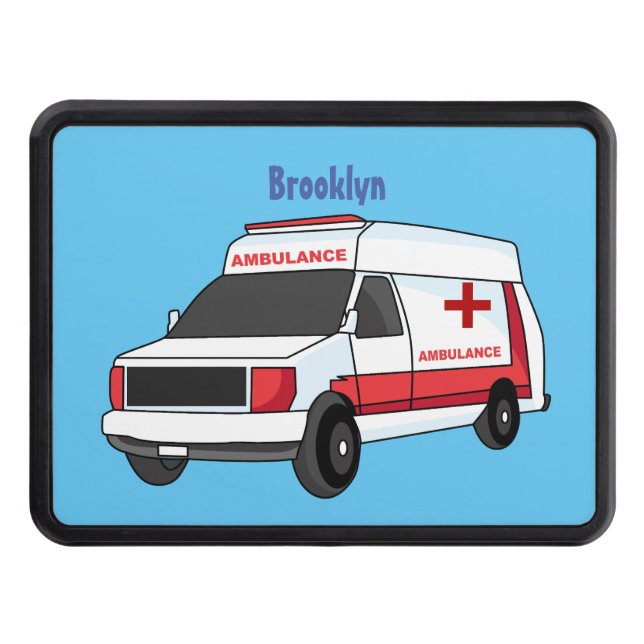 Cache Pour Crochet De Remorquage Belle ambulance rouge caricature van (Devant)