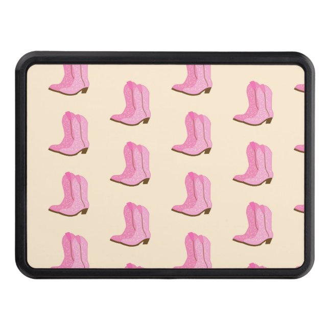 Cache Pour Crochet De Remorquage Boots Cowboy Pink Country Texas Ranch (Devant)