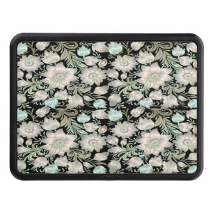 Cache Pour Crochet De Remorquage Botanique motif floral blanc vert