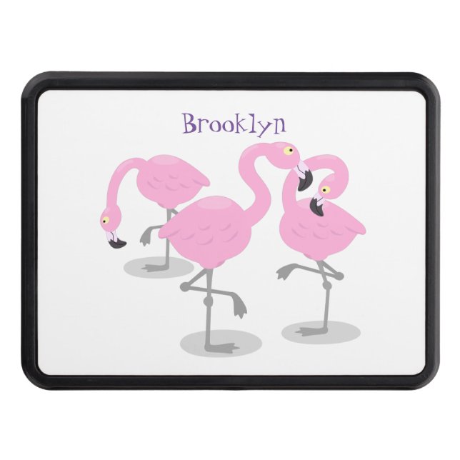 Cache Pour Crochet De Remorquage Caricature en trio flamand rose mou (Devant)