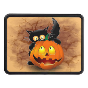 Cache Pour Crochet De Remorquage Chat Fun Halloween Caractère mordant un Citrouille