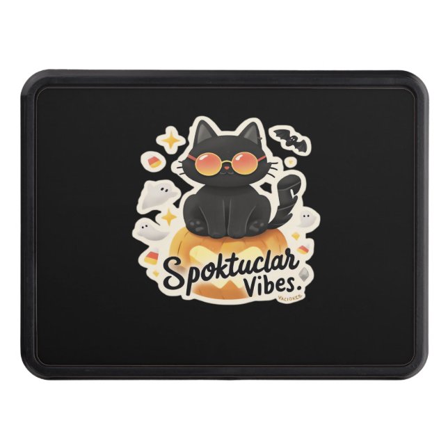 Cache Pour Crochet De Remorquage Chat noir mignon Halloween Citrouille T-shirt surd (Devant)