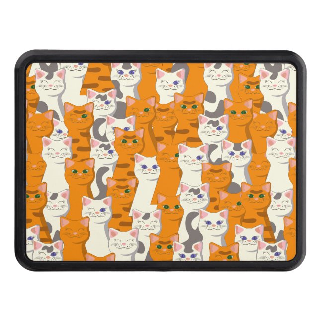 Cache Pour Crochet De Remorquage Chats blancs et gingembre motif yeux verts yeux bl (Devant)